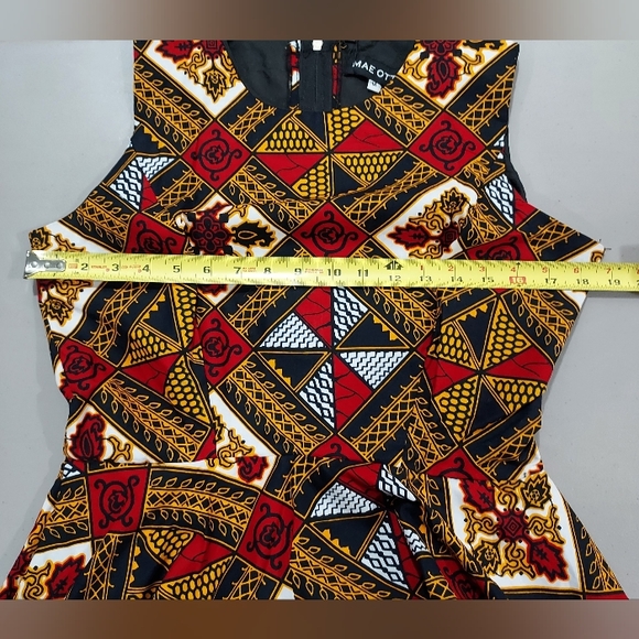 Mae Otti Navy Yellow Red Print High Low Dress - Picture 13 of 15